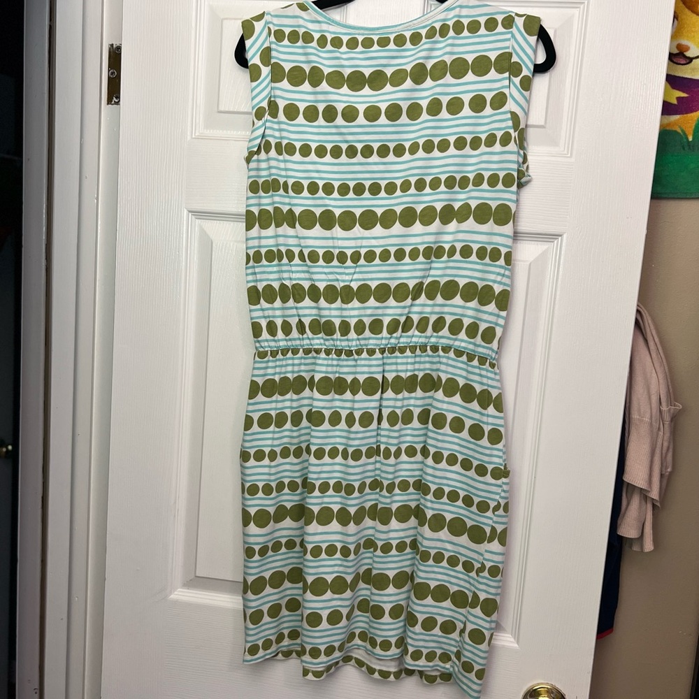 Boden blackberry dress green stripes polka dots size 10R - Picture 7 of 7